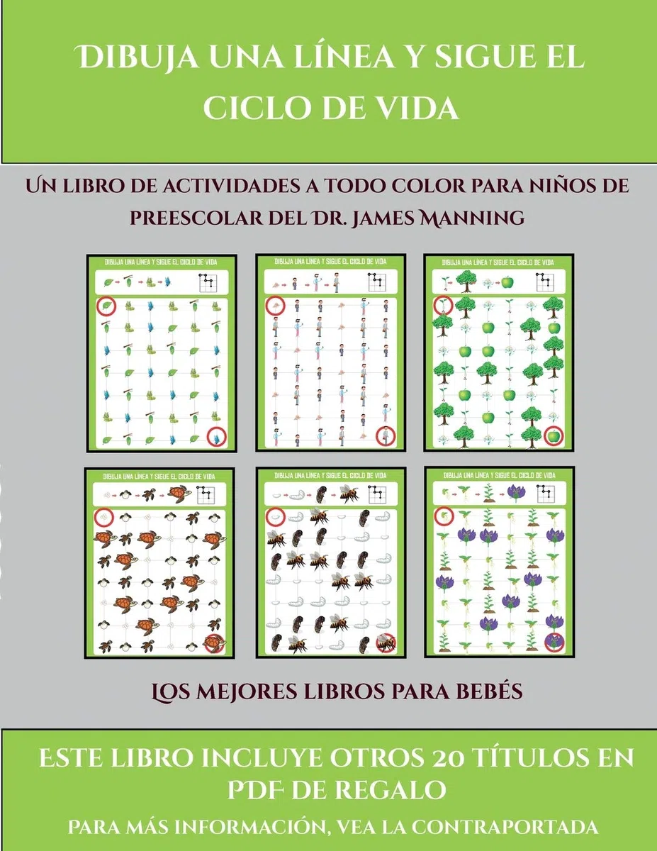 Los mejores libros para bebés (Dibuja una línea y sigue el ciclo de vida): Este libro contiene 30 fichas con actividades a todo color para niños de 5 a 7 años (34)