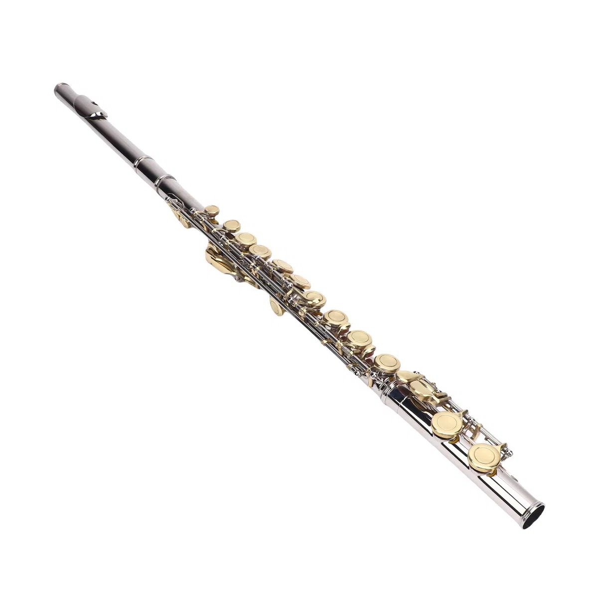 Eujgoov Flauta C de Orificio Cerrado con Teclas G Desplazadas y E Divididas, Cuproníquel, Ideal para Principiantes y Profesionales, Flauta de 16 Teclas con Accesorios Completos