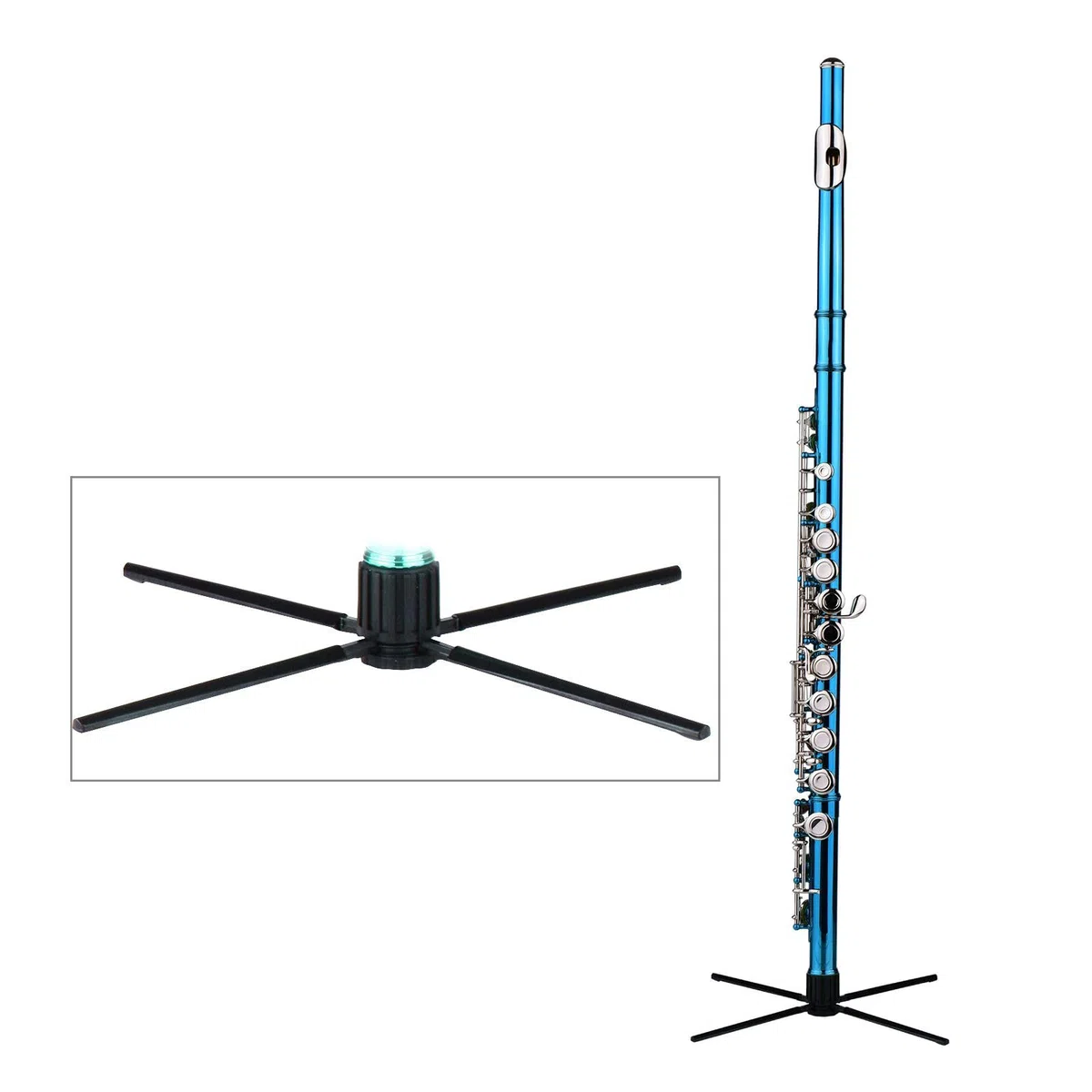Fafeicy Flauta en C con Material de Cuproníquel de 16 Orificios Cerrados, Color Brillante y Elegante para Interpretación y Práctica Diaria, Incluye Estuche de Transporte Accesorios (azul verde)