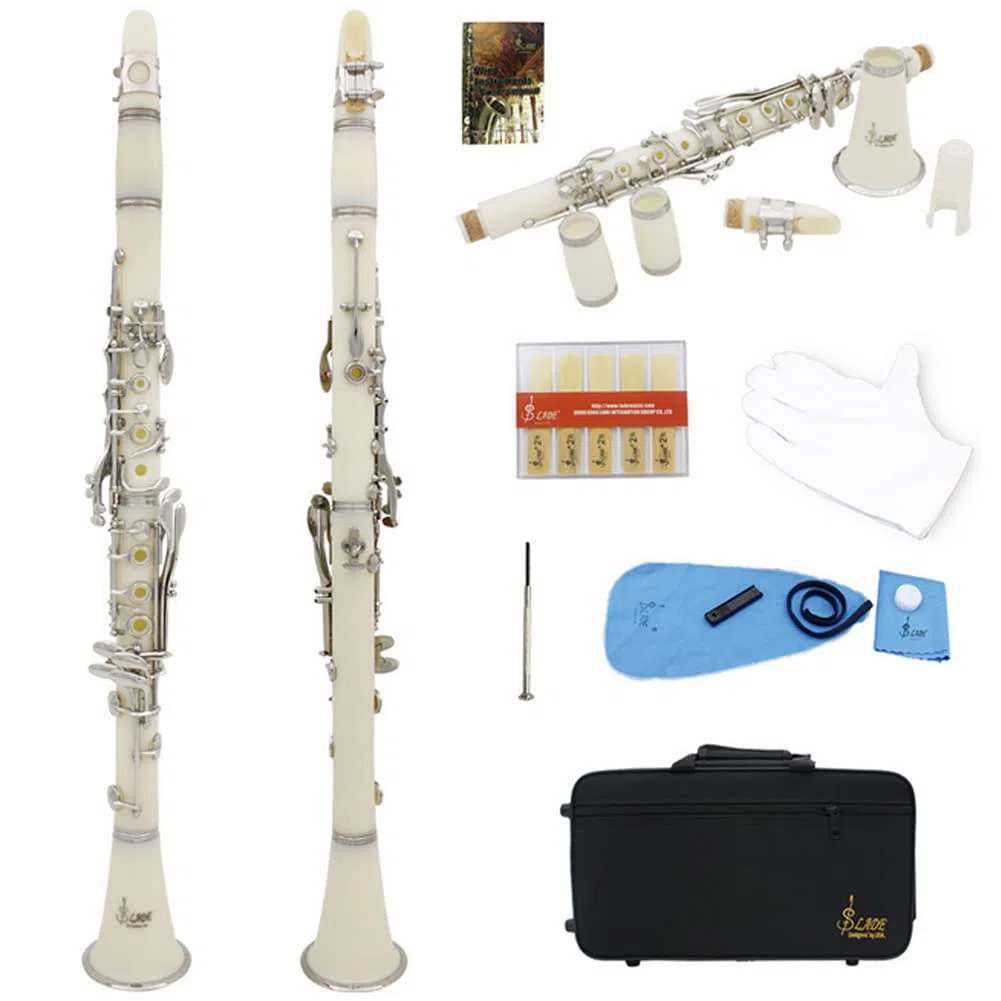 Juego de clarinete de 17 teclas, clarinete profesional de baquelita con botón de chapado, para estudiantes y principiantes, color