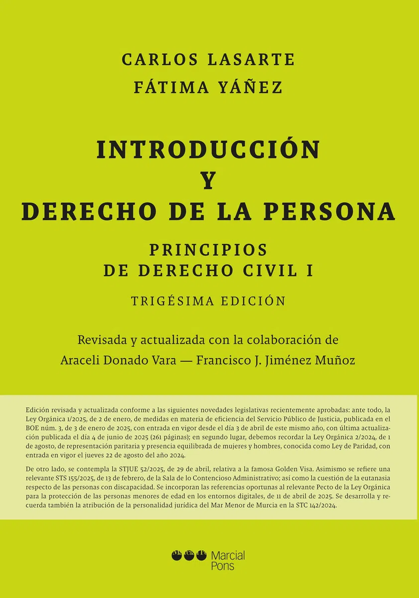 Principios de Derecho Civil. Tomo I. Introducción y Derecho de la persona. 30.ª ed. (Manuales universitarios)
