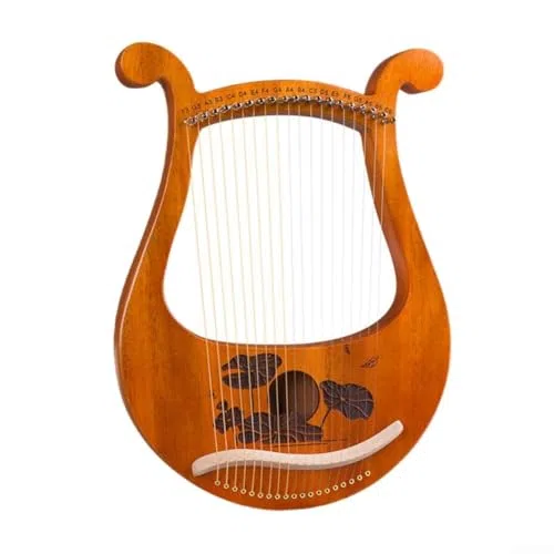 Arpa de lira de 19 cuerdas, instrumento musical de madera con llave de afinación y cuerdas de repuesto, caja de resonancia portátil, ideal para principiantes y amantes de la música