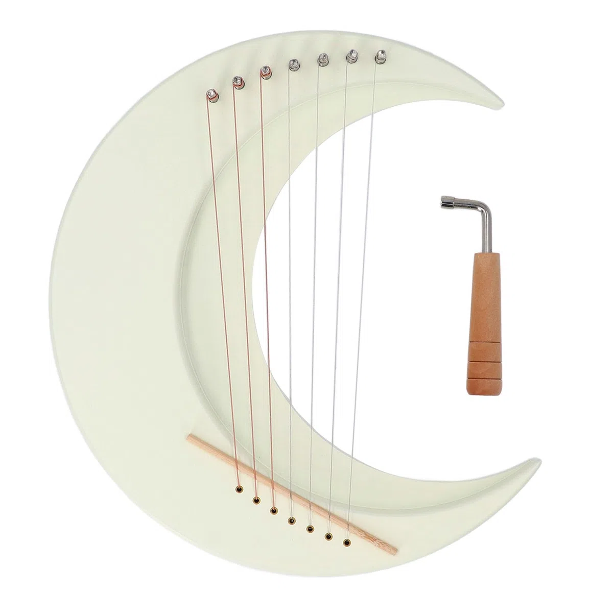 Arpa de Lira de 7 Cuerdas, Arpa de Lira Portátil Profesional en Forma de Luna para Niños Adultos Principiantes, Misteriosa Hecha a Mano