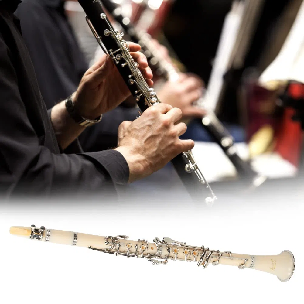 Juego de clarinete de 17 teclas, clarinete profesional de baquelita con botón de chapado, para estudiantes y principiantes, color