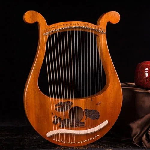 Arpa de lira de 19 cuerdas, instrumento musical de madera con llave de afinación y cuerdas de repuesto, caja de resonancia portátil, ideal para principiantes y amantes de la música